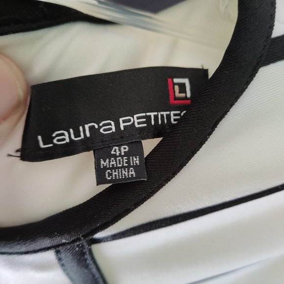Laura Petite size 4, black and white dress with zipper back - Picture 3 of 5